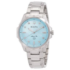 Bulova Marine Star Quartz Blue Dial Ladies Watch 96p248