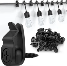 Outdoor String Lights Clips, Weatherproof Cable Hanger Hooks for Hanging Fairy L