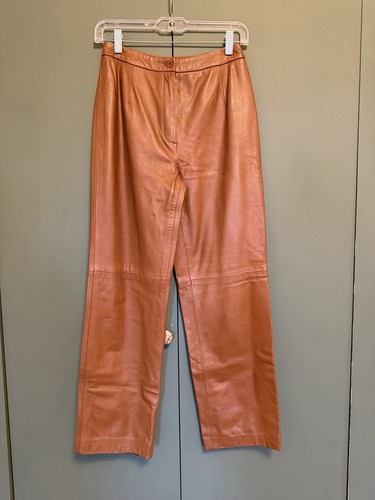 Carlisle vintage tan brown genuine leather pants size 2 - Picture 1 of 6