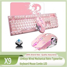 XINMENG X9 104Keys Wired Mechanical Retro Typewriter Keyboard Mouse Combo LED