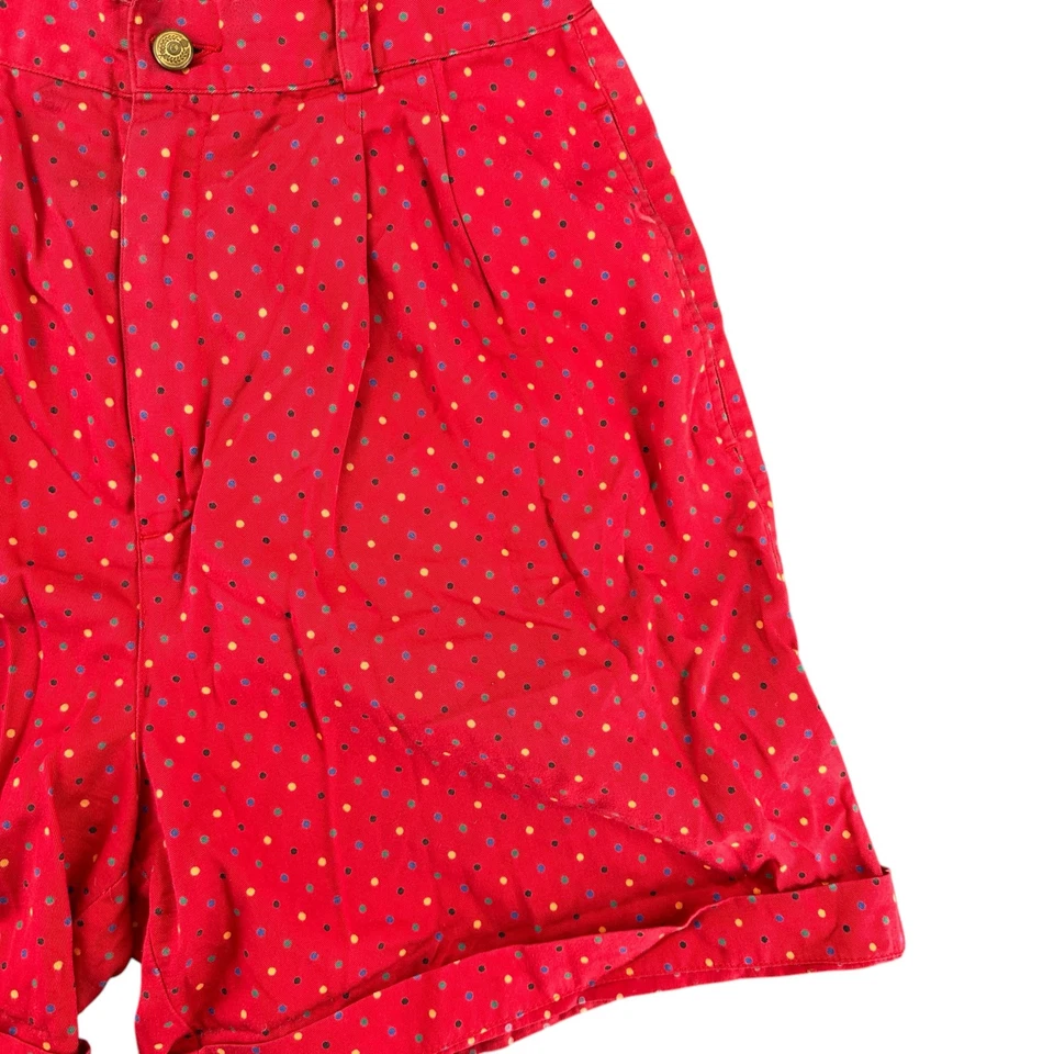 Pantalones Cortos Vintage LizSport Rojo Lunares Multicolor Mamá Cintura Alta Talla 8 Foto 2 de 4