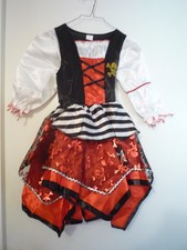 HALLOWEEN PIRATE COSTUME GIRL DRESS -SZ MED-SKULL FRONT-SPARKLES NET SHINY-NWOT