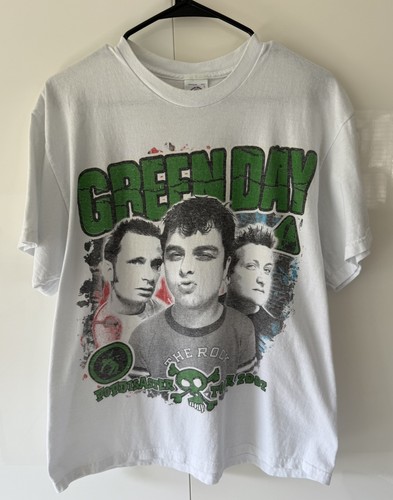 Vintage 2002 Green Day Blink 182 Pop Disaster Tour White Shirt L Punk Y2K - Picture 1 of 5