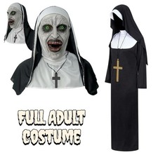 The Nun Scary Halloween Bloodmouth Mask Cross Necklace Gothic Valek full outfit