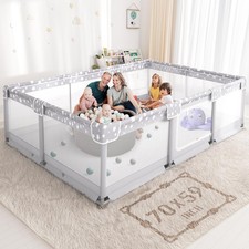 Large Baby Playpen for Babies and Toddlers - 70x59in Giant Play Pen for Babie...