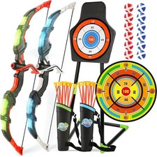 Bow and Arrow Set for Kids, 2-Pack LED Light Up Archery Set for Boys Girls