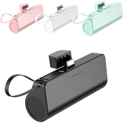 Power Bank 10000mAh Battery Small Mini Portable Charger with Built in 2 Cables