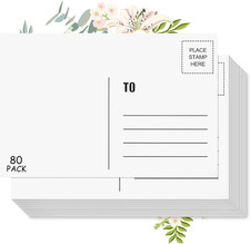 Blank Postcards for Mailing, 80 Post Cards for Mailing, 300 GSM White 4 X 6 Inch