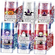 6Pcs Hair Glitter Stick, 4 Styles Face Body Glitter Makeup