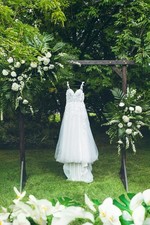 It is a size 10. The dress has already been professionally cleaned.