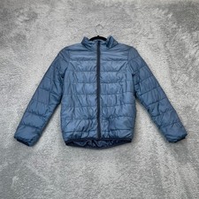 H And M Jacket Boys 8 Blue Water Repellent Puffer Coat Insulated Full Zip Lined