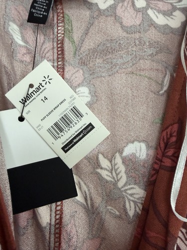 Robe paysanne marron maxi volants fleurie Eloquii Elements 14 neuve avec étiquette - Photo 2/6