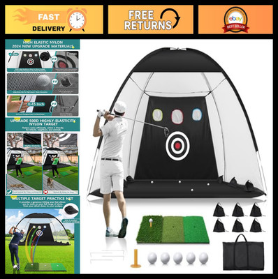 10x7FT Golf Practice Net for Backyard & Indoor Training, Tri-Turf Mat, Chipping