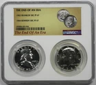 The End of an Era Dual Slab 1963 Franklin and 1964 Kennedy Half Dollar PF 67 NGC