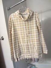 F NWT women's long sleeve cowl neck sweatshirt Ampersand Ave. Size XL tan/white