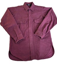 Vtg 80's Woolrich Chamois Shirt Button Up Burgundy Size S/M USA VGUC