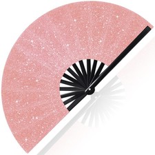 13'' Large Rave Fan for Rave Festival Outfits Glitter Hand Folding Clack Fan ...
