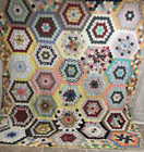 Antique Handmade Hand Quilted Feed Sack Grandmothers Flower Garden Quilt  #186 — photo 4