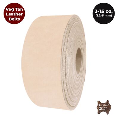 ELW Leather Blank Belt - 8-9 to 13-15 oz Thickness Cowhide Vegetable Tanned Stra
