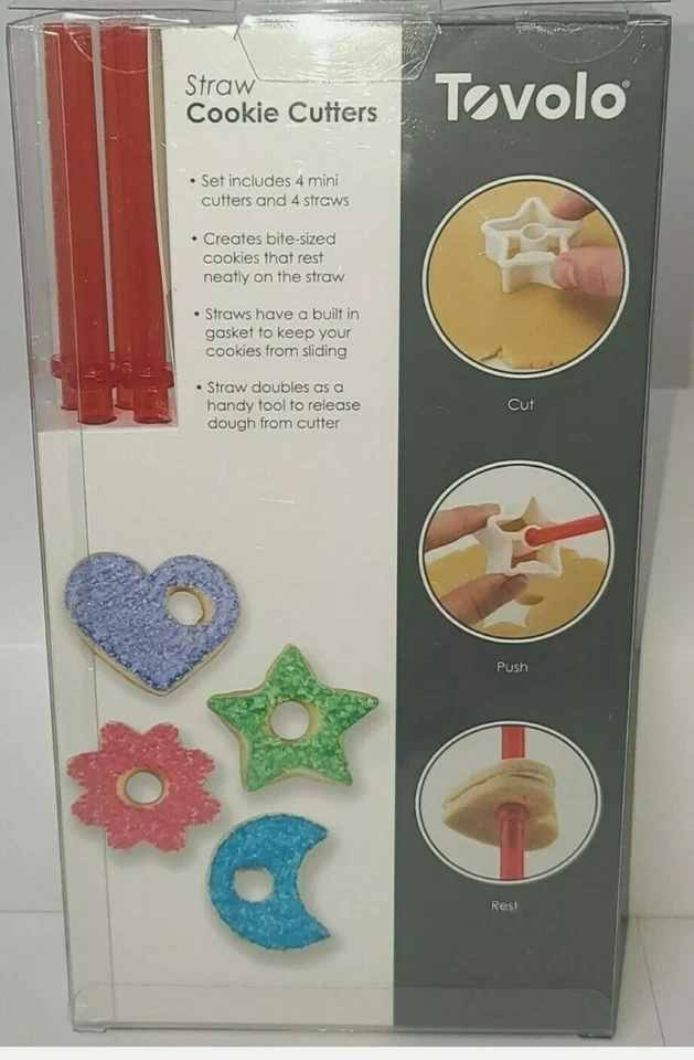 Juego de 8 mini cortadores de galletas y pajitas Tovolo tamaño bocado corazón estrella flor luna Foto 2 de 4