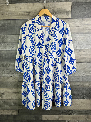 Zara Hängerchen Minikleid Gr. Small weiß blau abstrakt Blumenmuster Blogger Favorit!