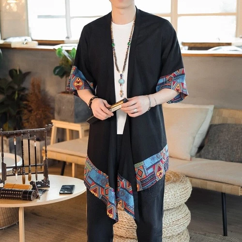 Sommer Kimono Strickjacke Herren Männer Samurai Kostüm Kleidung Kimono Jacke - Bild 20 von 38