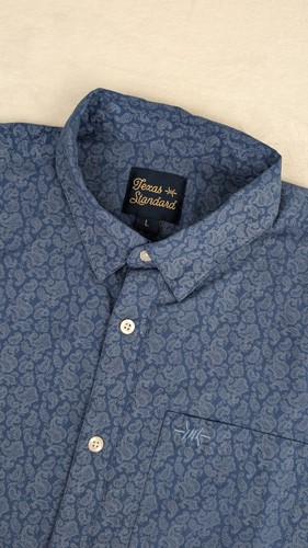 Texas Standard Blue Paisley Short Sleeve Button Shirt Mens Large Western