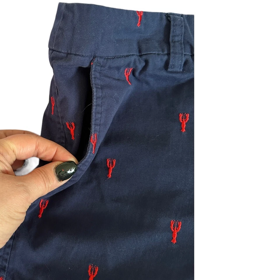 British Khaki Navy Shorts red lobster print coastal preppy size 8 - Image 3 of 4