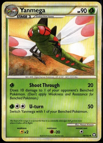 Yanmega Uncommon - HGSS Triumphant 54/102 2010 LP+ Pokemon Card