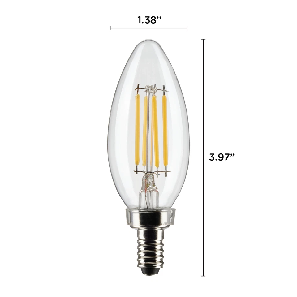 6 Pack LED Chandelier Filament 120V 4W =40W B11 Candelabra E12 3000K Warm White - Image 2 of 4