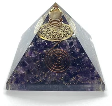 Amethyst Orgonite Pyramid- EMF Shield & Protection, Energy Balancer & Cleanser
