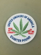United Smokers Quarter Pound Marijuana Pot Embroidered Patch.