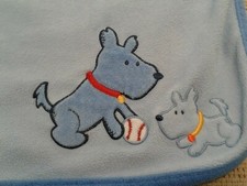 Carter's Child of Mine Blue With Dark Blue Trim Blanket W/2 Dogies Size 38 x 34