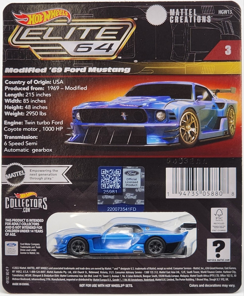 HOT WHEELS '23 RLC ELITE 64 #3 MODIFIED '69 FORD MUSTANG