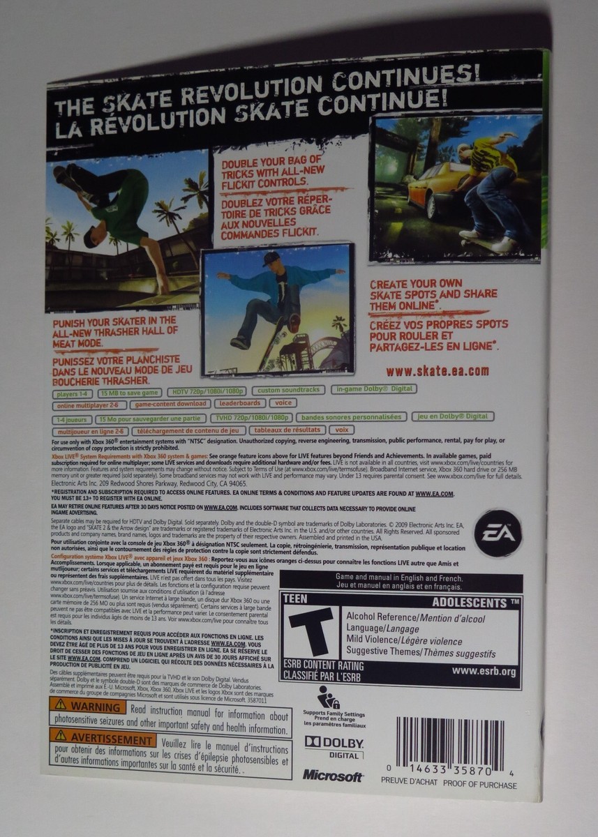 Skate – Xbox 360 Cover Art ONLY