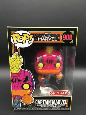 Funko Pop Captain Marvel Black Light 908 Target Exclusive New