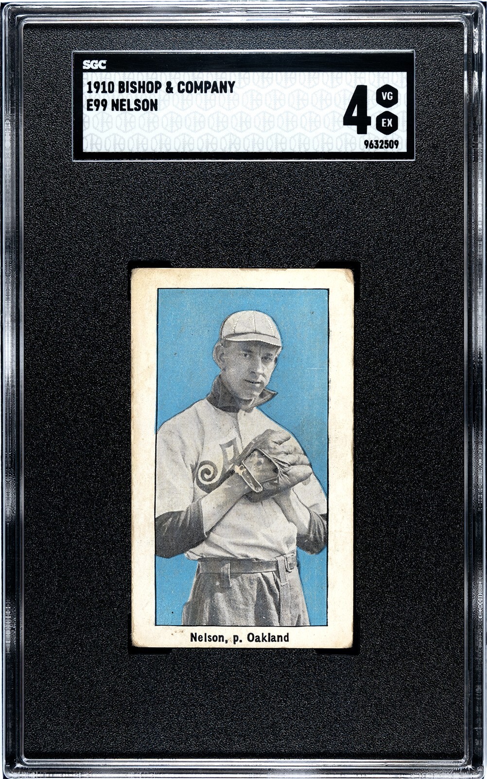 1910 E99 Bishop & Co: SLIM NELSON Blue, Oakland Oaks PCL ~ SGC 4