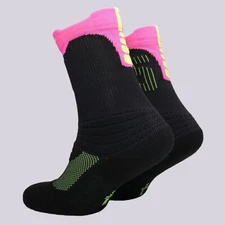 Nike Elite KD Versatility Crew Basketball Socks Black, Pink, Yellow MED 5375-010