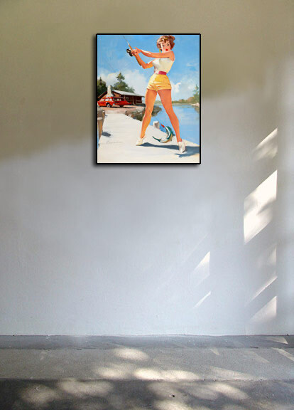 1960's Elvgren Pin-Up Girl Hi-Ho Cowgirl Magnet - Vintage Style 5" Vinyl Magnetic Decal