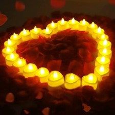 1000 Red Rose Petals 24 LED Candles Set Romantic Night Proposal Decor