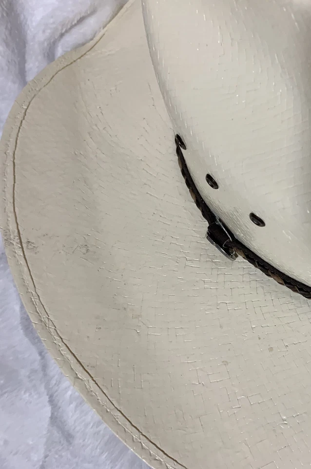 Justin 10X Sombrero de Vaquero Occidental de Paja por Milano Hat Co. Marfil Para Hombres 55 Talla 6 7/8 Usado en Excelente Condición Foto 3 de 4