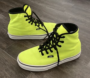 neon yellow high top vans