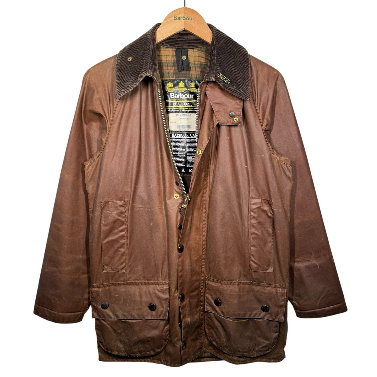 【80s〜90s】 Barbour Beaufort 3ワラント ブラウン 40 ビッグサイズ 80〜90年代 ビンテージ 旧3ワラント Barbour バブアー