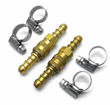 2 X Quick Release Fittings Coupling for 8mm propane/butane Hose + 4 Clips (65)