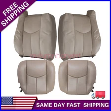 For 2003-2006 GMC Sierra Driver & Passenger Bottom & Top Leather Seat Cover Tan
