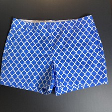 Crown  Ivy Women's Shorts Mid-Rise Stretch Cotton Blue Geometric Size 6
