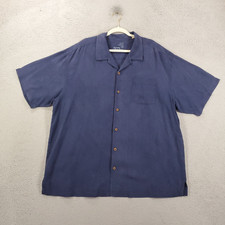 Tommy Bahama Silk Button Up Mens XL Tropical Textured Hawaiian Shirt Loop Collar