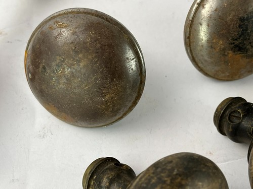 Antique Lot Door Hardware 13 Door Knobs Wood Brass Metal Glass Spindle knob - Picture 9 of 20