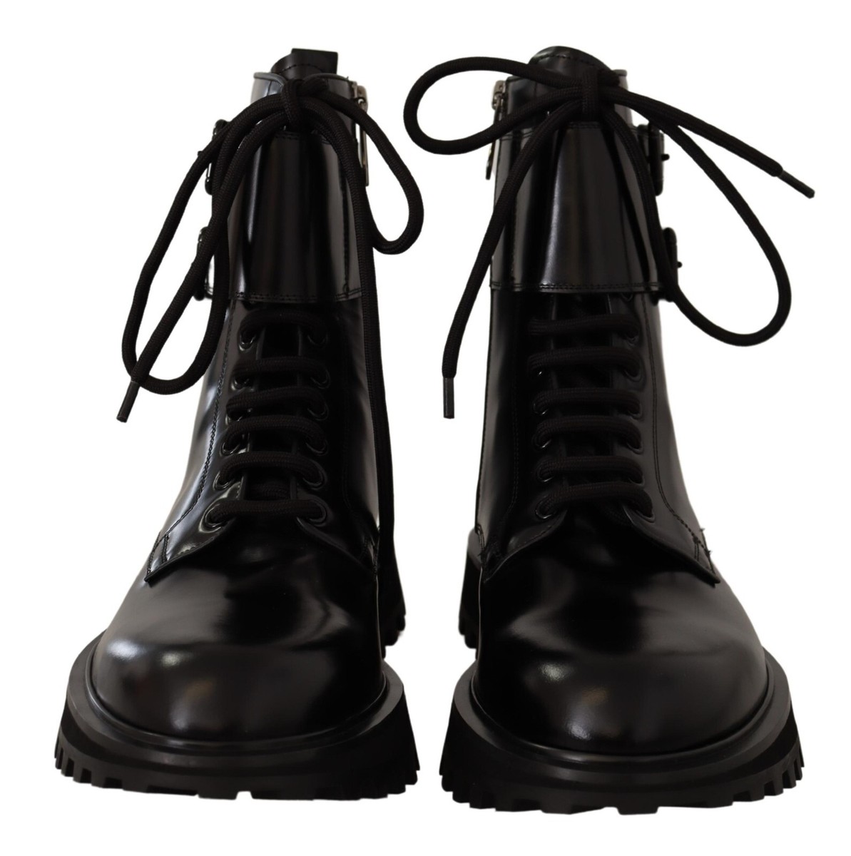 DOLCE & GABBANA Shoes Boots Black Leather Combat Lace Up