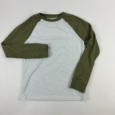 Cat  Jack Tshirt Boys Medium 8/10 White Green Long Sleeve